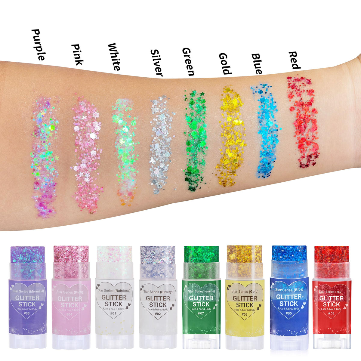 paminify at festival wearing glitter, shows long-lasting waterproof sparkle