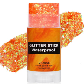 paminify orange glitter stick front packaging shows bold orange shimmer