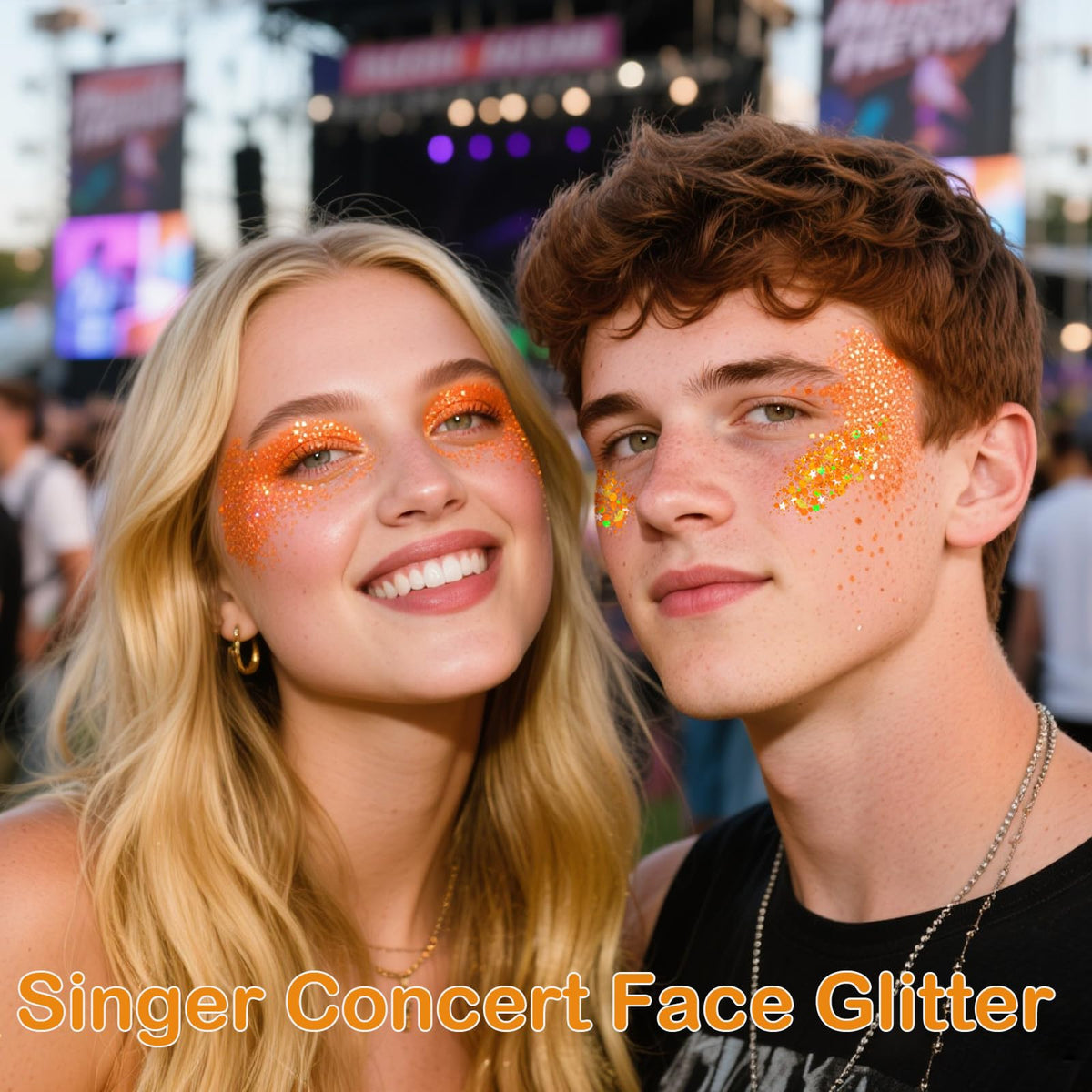 paminify applying glitter stick to cheekbone for instant festival glow