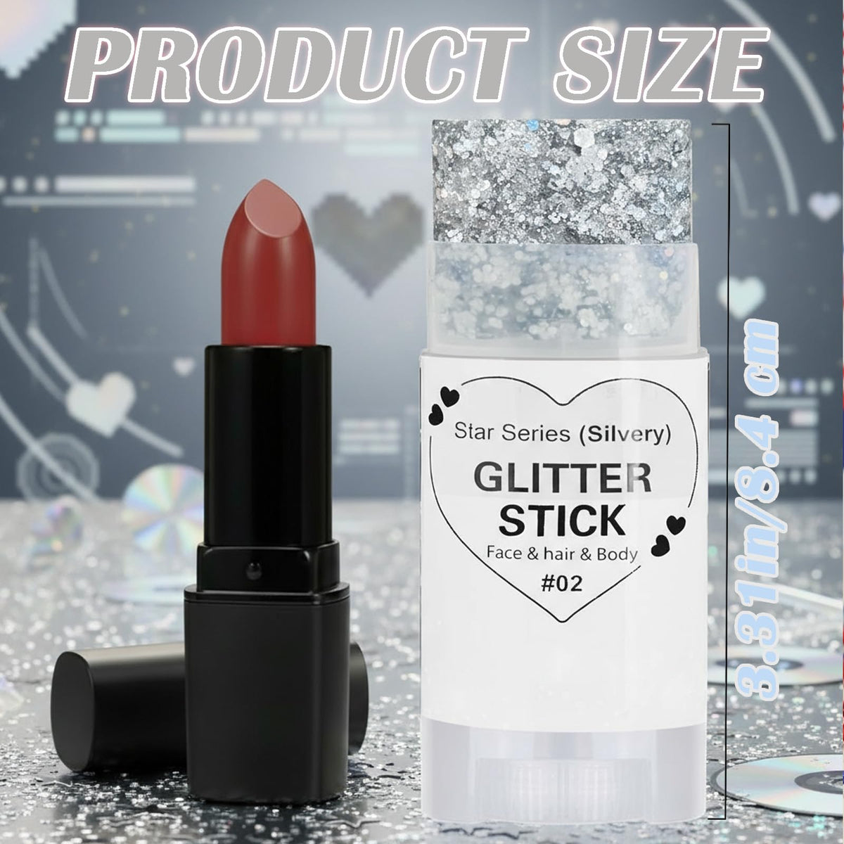 paminify glitter stick applied on cheek for instant festival-ready highlight