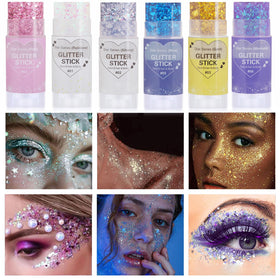 paminify glitter stick splashed with water proving water-resistant wear benefit