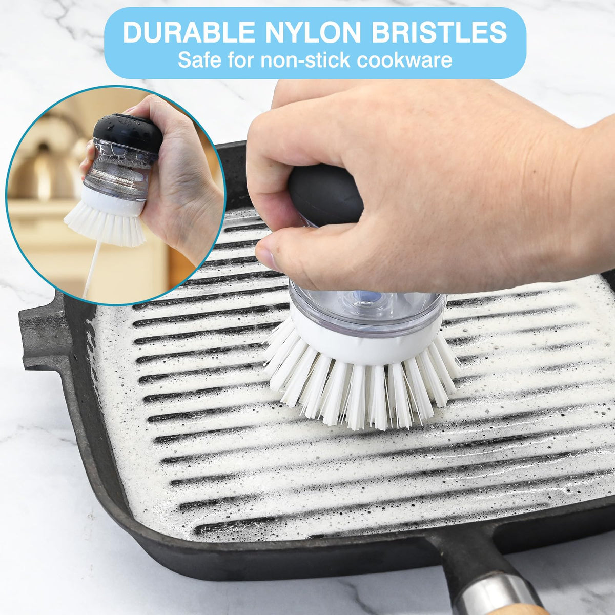 Pamrack bristles close-up showing durable fibers for tough scrubbing