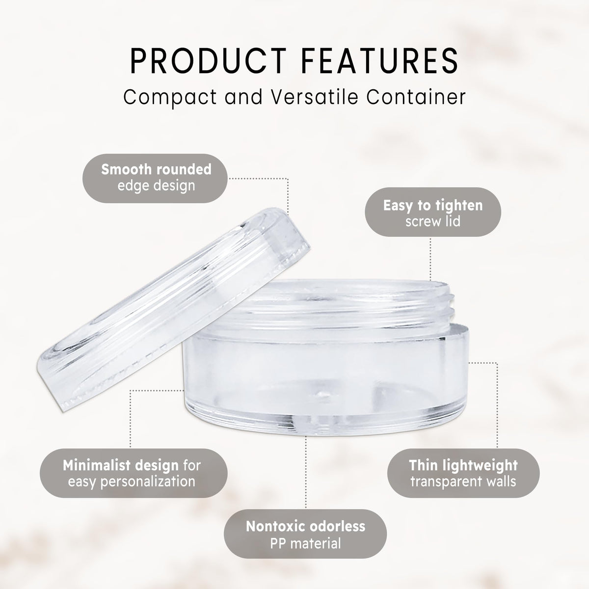 PANA close-up of clear lid and threading for secure, leak-resistant seal
