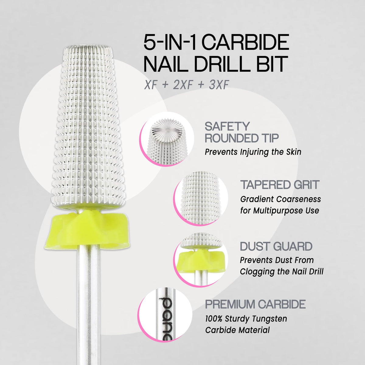 PANA tapered tip profile for varied coarseness control