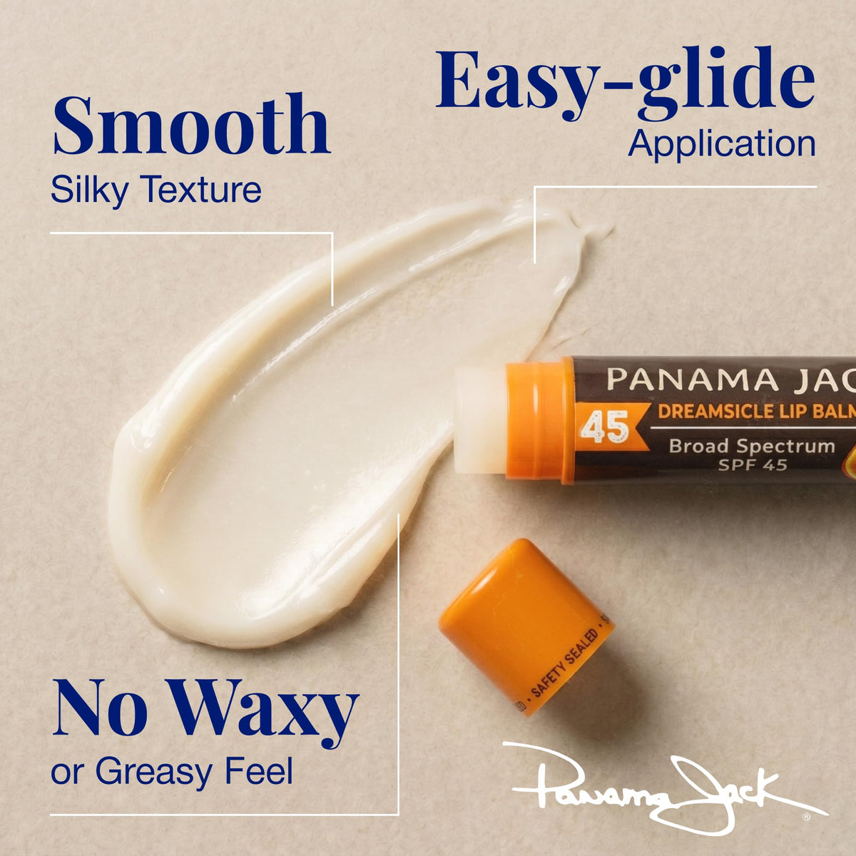 Panama Jack Dreamsicle being applied to lips for sun protection and comfort