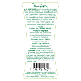 Panama Jack back label with ingredients list and usage directions for informed shoppers