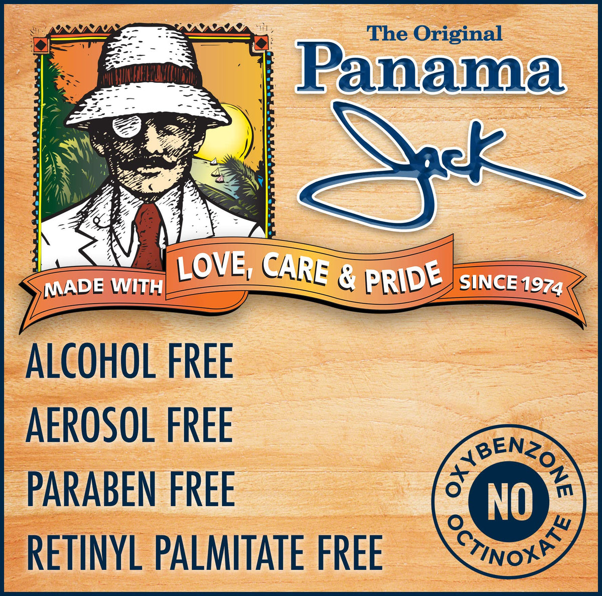 Panama Jack bottle in hand scale view showing the 5.5 oz size convenience