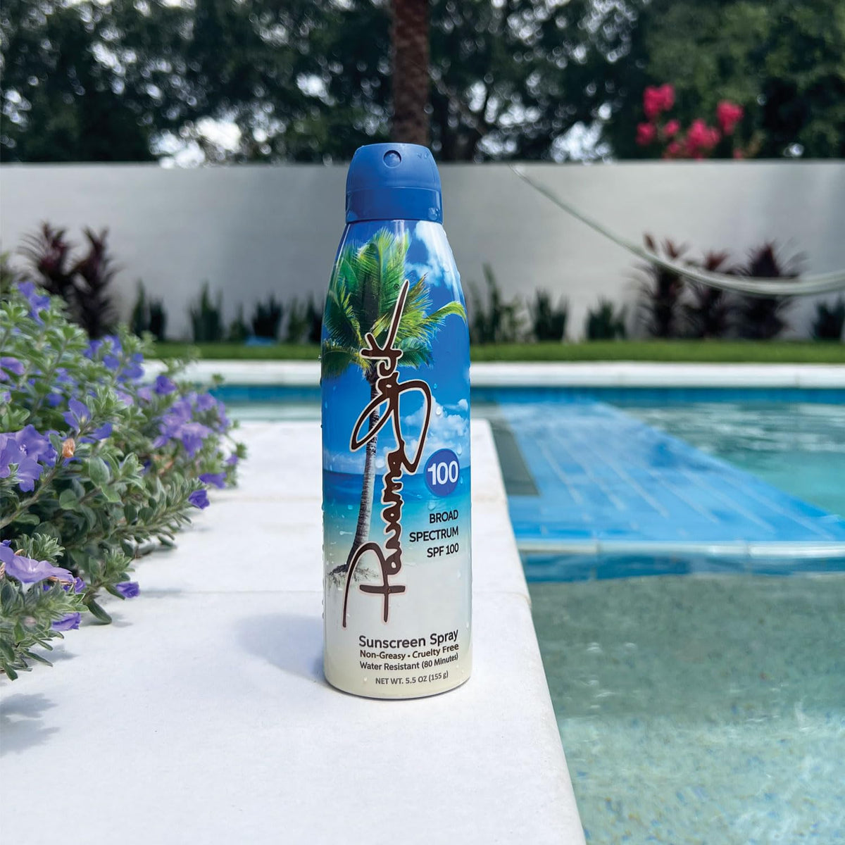 Panama Jack closeup spray nozzle highlighting continuous mist for quick coverage