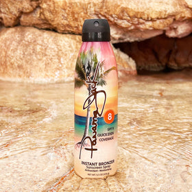 Panama Jack bronzer spray texture close-up illustrating moisturizing finish