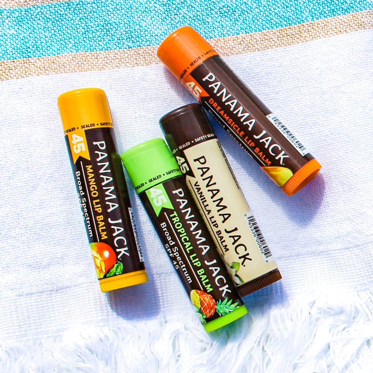 Panama Jack balm applied to lips showing texture and immediate soothing benefit
