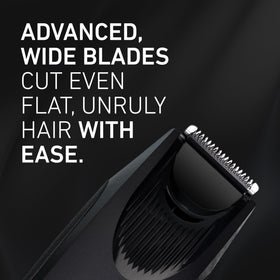 Panasonic included accessories laid out: comb, brush, oil and charger for maintenance
