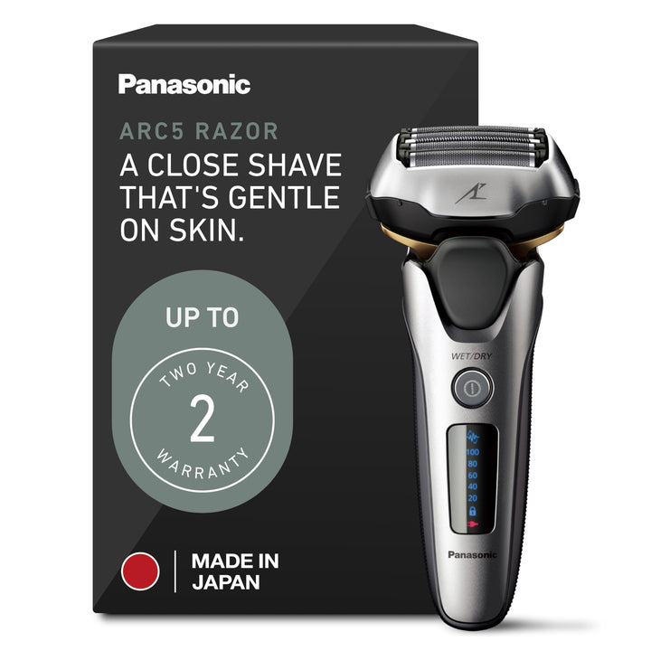 Panasonic ARC5 front angle showing sleek foil head and ergonomic grip for precise handling