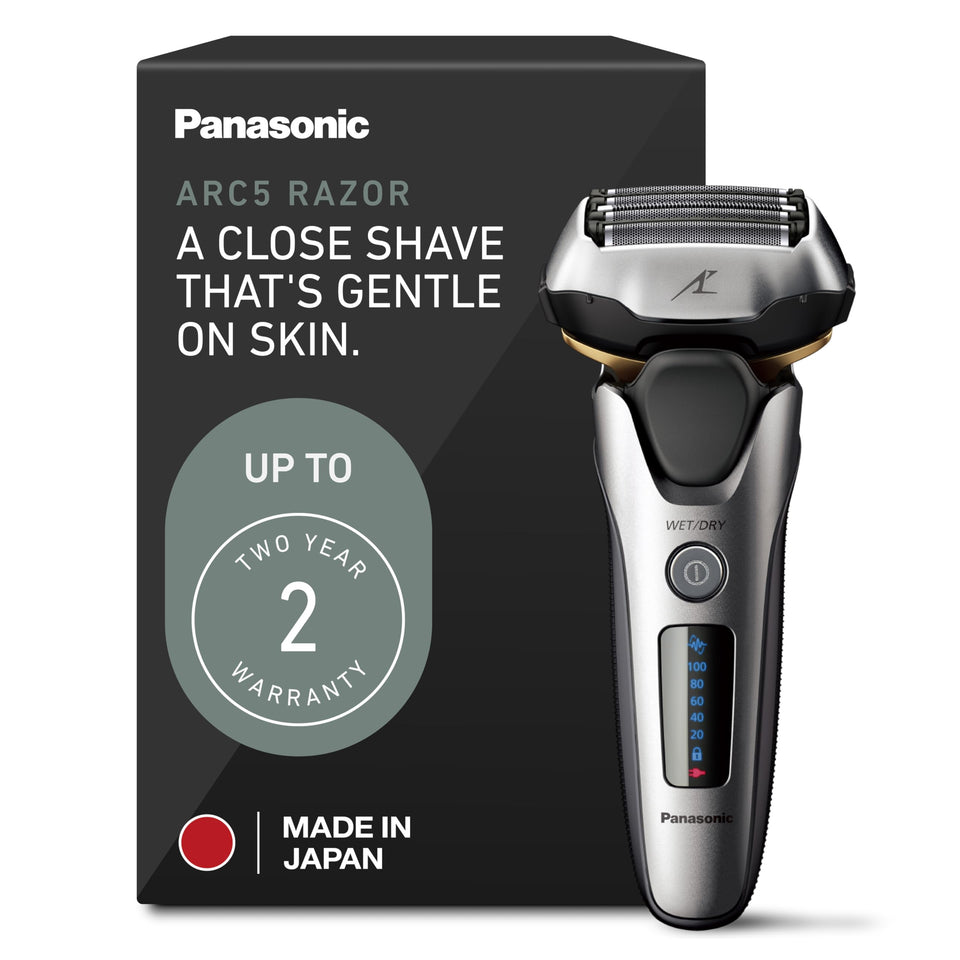 Panasonic ARC5 front angle showing sleek foil head and ergonomic grip for precise handling