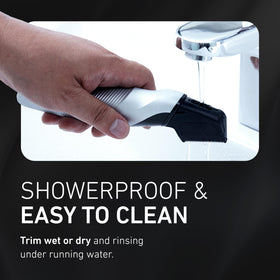 Panasonic hypoallergenic stainless-steel blade macro showing smooth edges and comfort