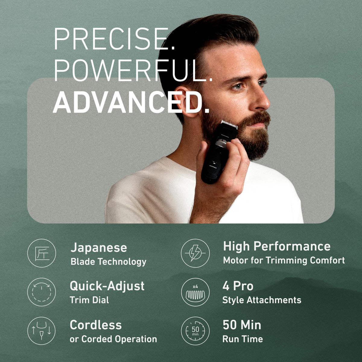 Panasonic blade close-up highlighting ultra-sharp stainless steel edge for efficient cutting