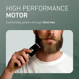 Panasonic trimmer held in hand to show scale and ergonomic grip for comfortable handling