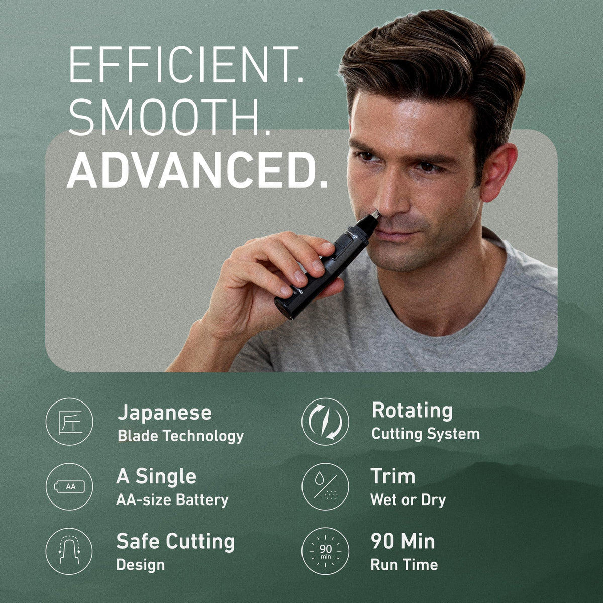 Panasonic ER-GN30-H close-up of dual-edge cutter head demonstrating precise trimming benefit