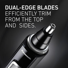Panasonic ER-GN70-K trimming nose hair demonstrating precise, painless use