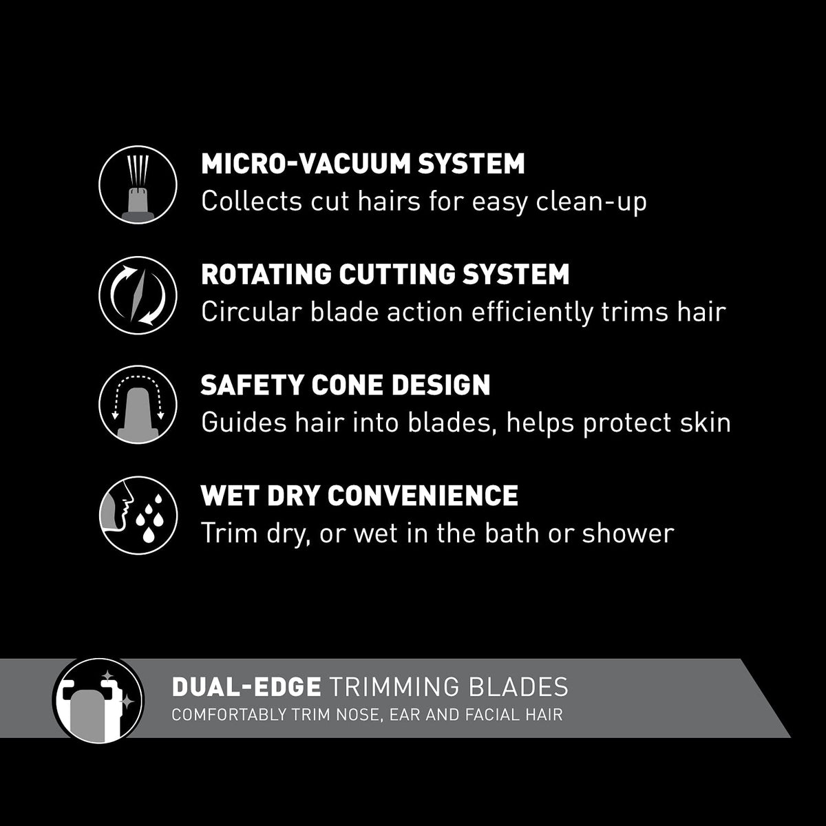 Panasonic ER430K close-up of hypoallergenic dual-edge blade offering smooth, pull-free cuts