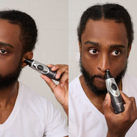 Panasonic ER430K held in hand to show size and ergonomic grip for steady control