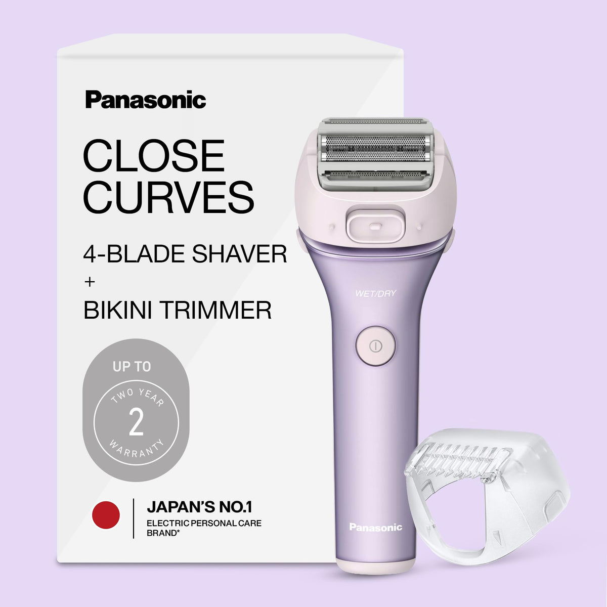 Panasonic ES-AWL8AV front view showing compact purple body and head for easy grooming