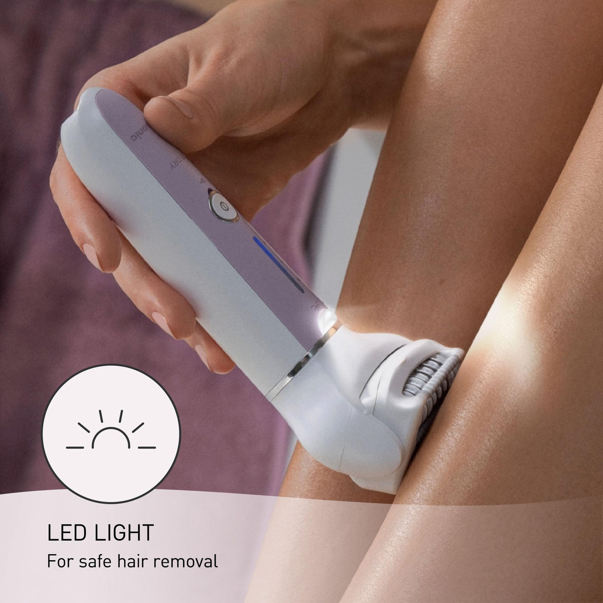Panasonic with gentle cap attached to reduce discomfort on sensitive skin