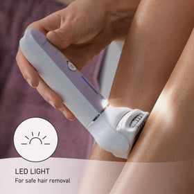 Panasonic with gentle cap attached to reduce discomfort on sensitive skin