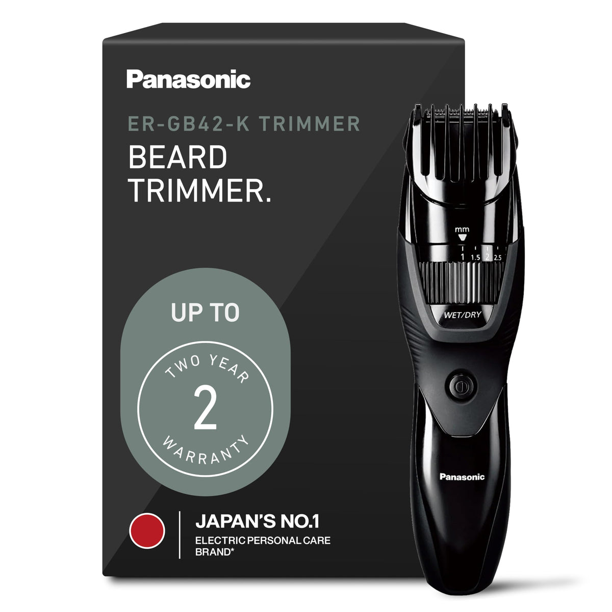 Panasonic ER-GB42-K front view showing compact trimmer and travel-ready design