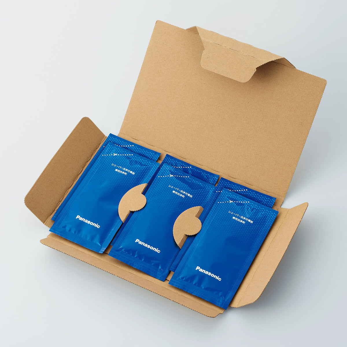 Panasonic LAMDASH cleaning fluid poured into cleaning dock demonstrating easy use