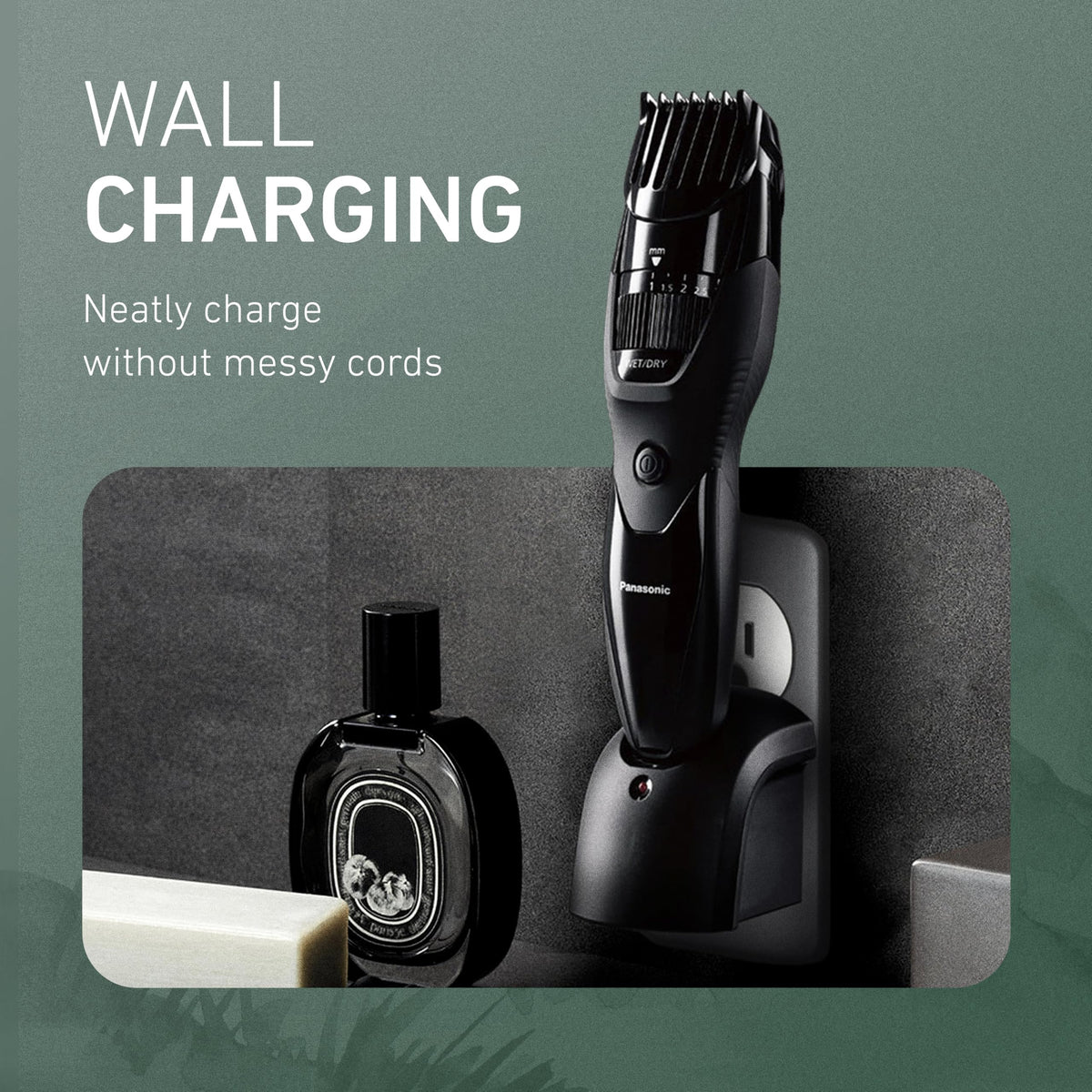 Panasonic in bathroom lifestyle setting illustrating everyday grooming ease