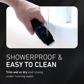 Panasonic beside a razor for size comparison to show portable grooming convenience