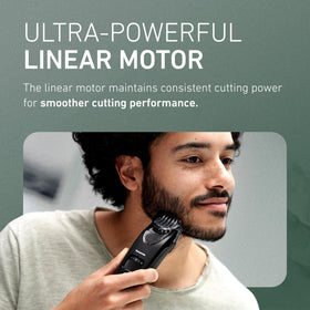 Panasonic trimmer fitted with comb attachment showing adjustable length settings benefit