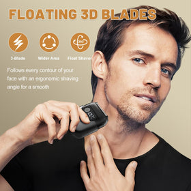 Panid angled detail highlighting three floating blades and compact design benefits