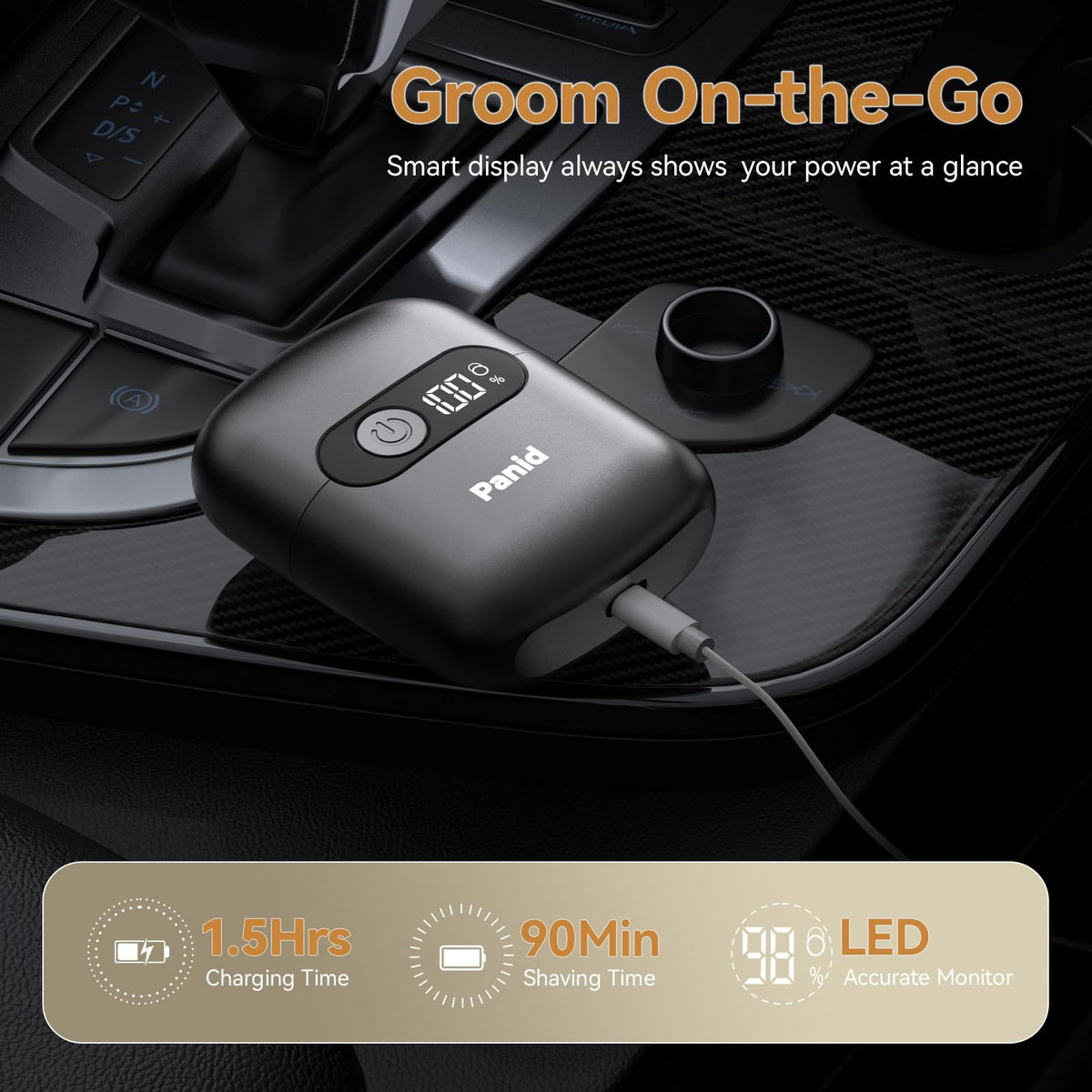 Panid LED display lit while USB‑C charging for fast readiness convenience