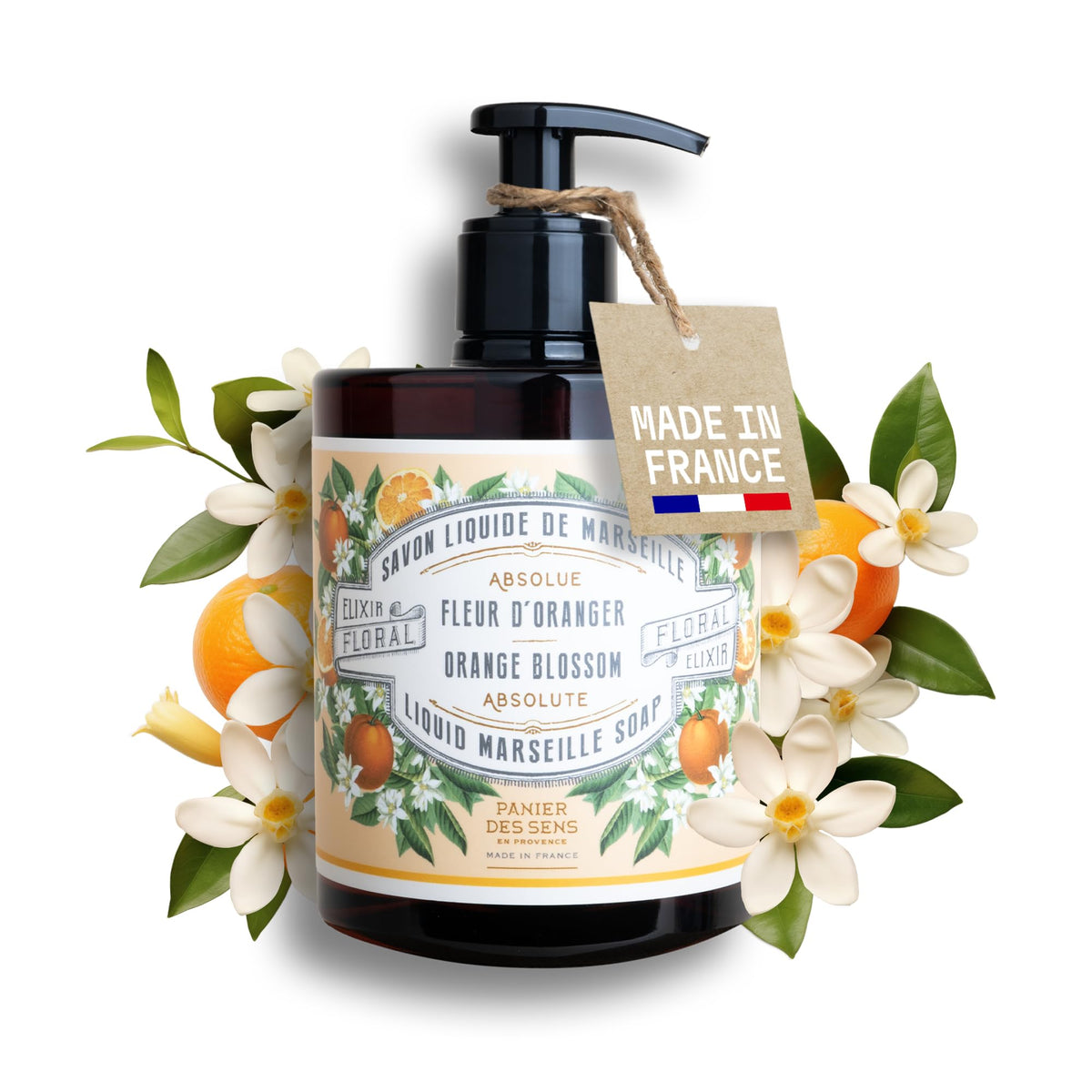 Panier des Sens front pump bottle showing elegant branding and easy dispensing benefit