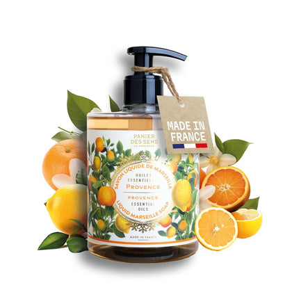 Panier des Sens front label showing Provence citrus scent and volume