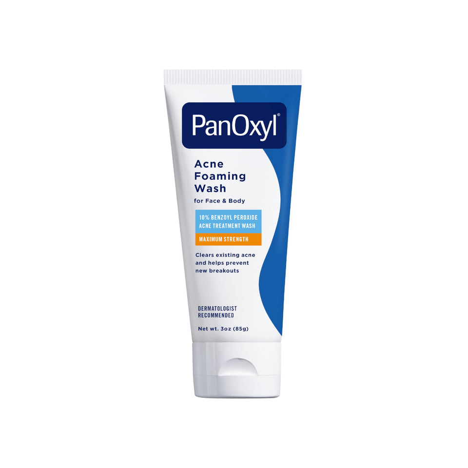 PanOxyl front packaging showing 10% strength and travel size benefit