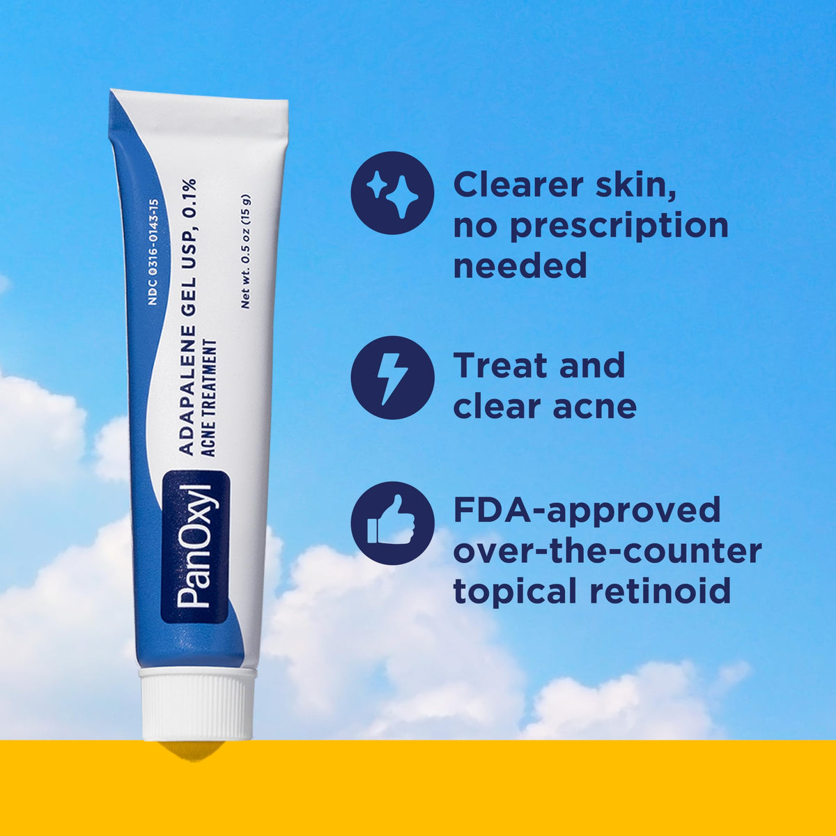 PanOxyl adapalene gel texture close-up showing smooth spreadability benefit