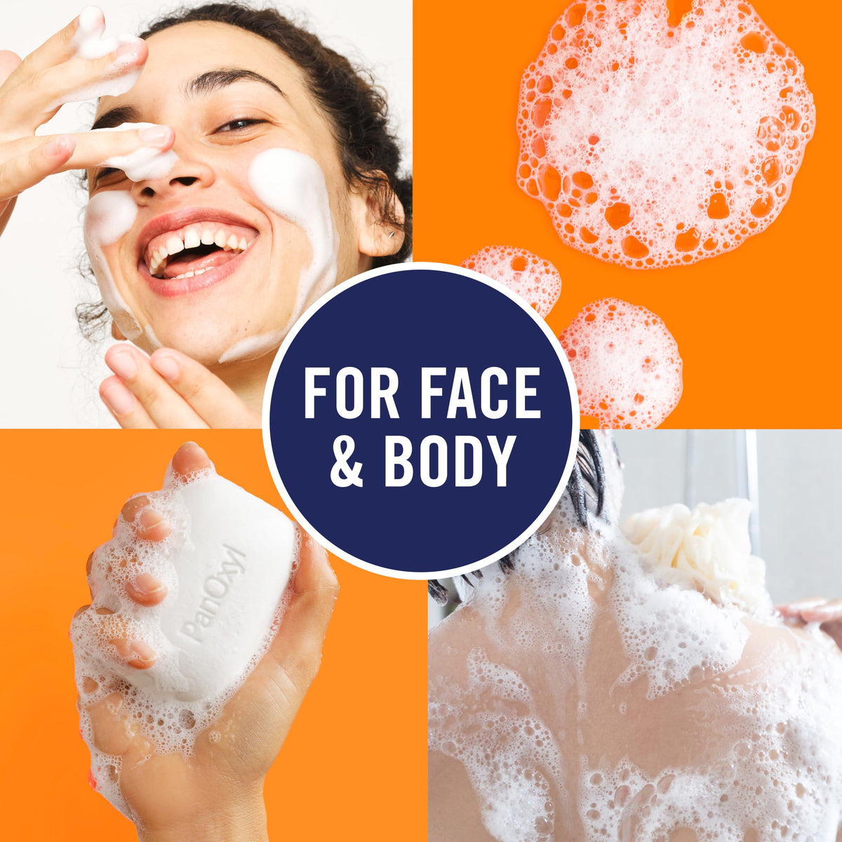 PanOxyl used on back and shoulders in shower for body acne care benefit