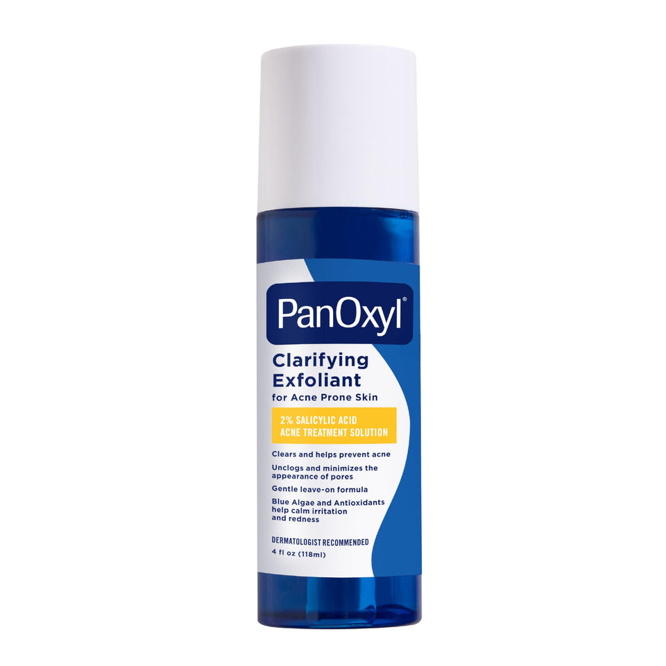 PanOxyl front label showing product name and 2% salicylic acid benefit