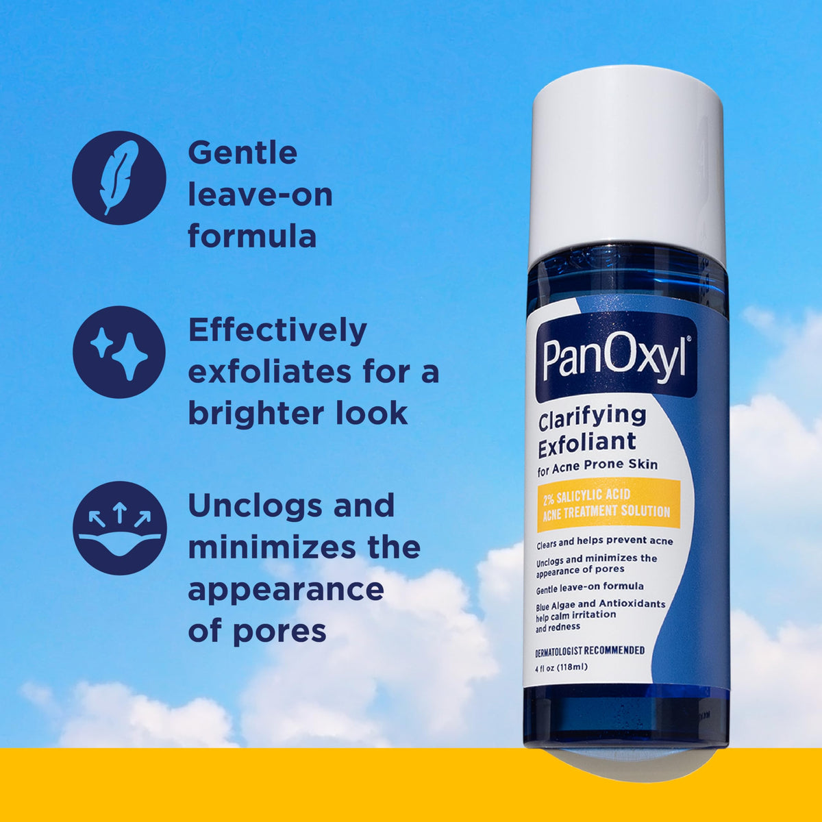PanOxyl dispensing clear liquid to show easy application and precise dosing