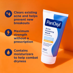 PanOxyl foam texture closeup showing rich lather for deep cleansing