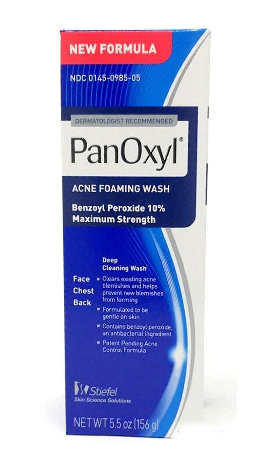 PanOxyl front bottle showing rich lather for deep pore cleansing