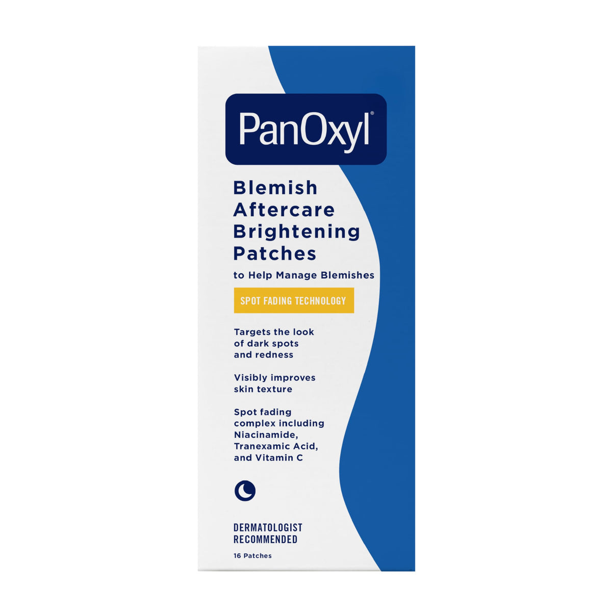 PanOxyl front packaging showing product name and 16-count benefits