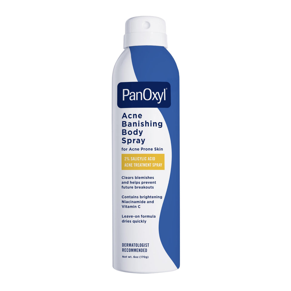PanOxyl front packaging showing bottle and clear acne treatment benefit