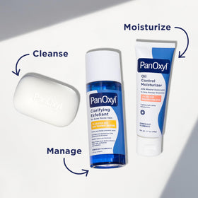 PanOxyl ingredient label close-up with glycerin and fragrance-free benefit