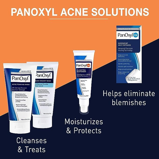 PanOxyl label details highlighting fragrance-free, latex-free features
