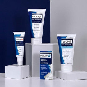 PanOxyl patches on bathroom counter ready for overnight blemish care