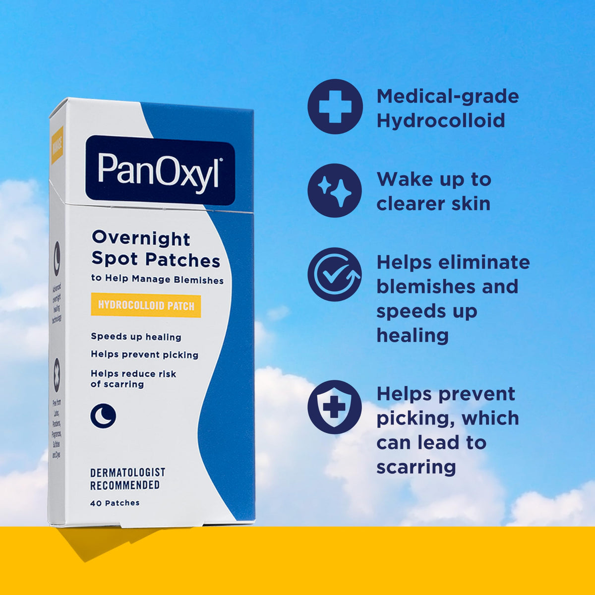 PanOxyl close-up of clear hydrocolloid patch texture highlighting thicker absorption