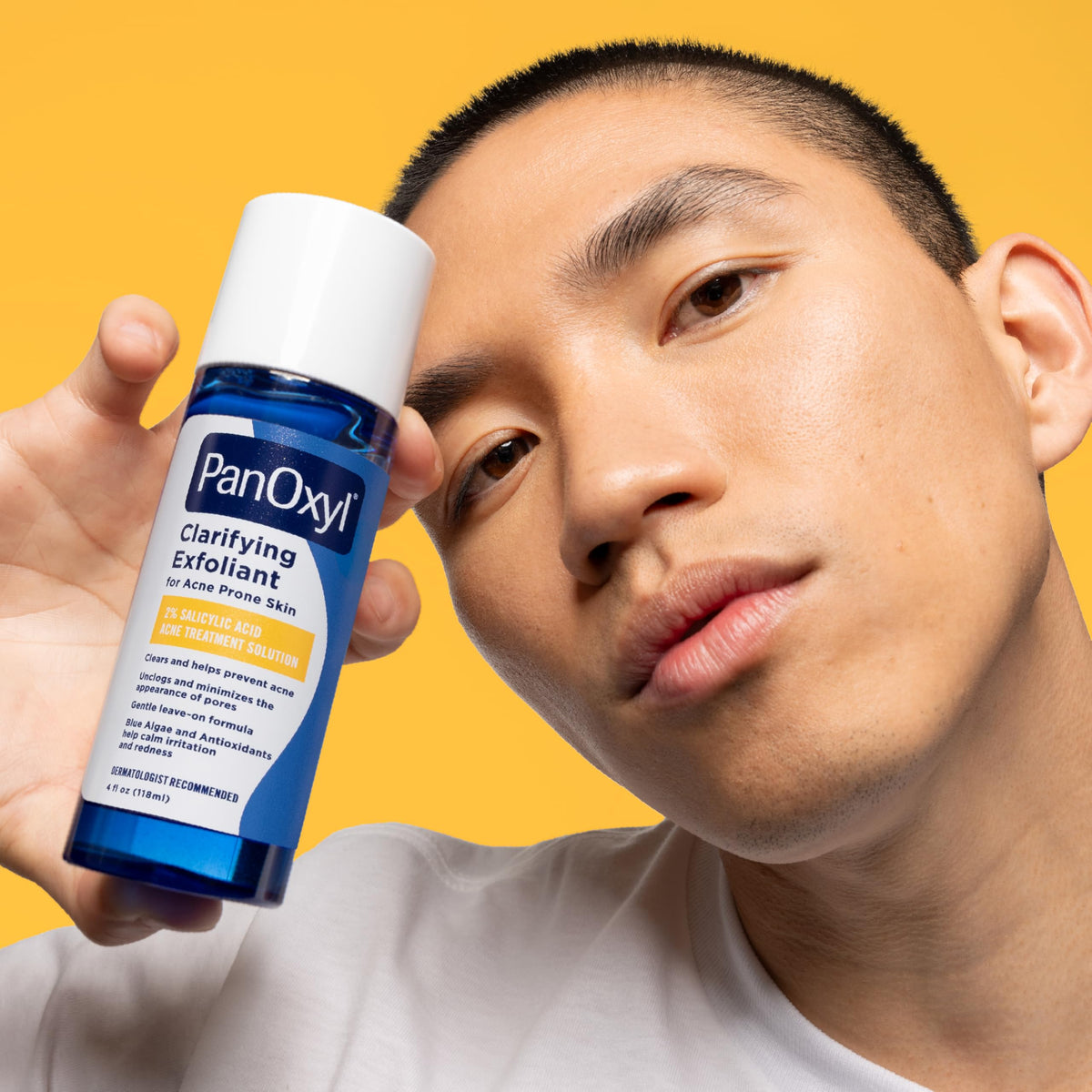 Concept before and after smoothed pores with PanOxyl emphasizing refined texture